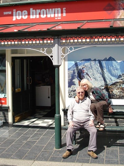 The eponymous Joe Brown and Val outside the new Capel Curig store  © Joe Browns