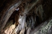 Sam on Spear of Odin, 7c+ at Thors Cave