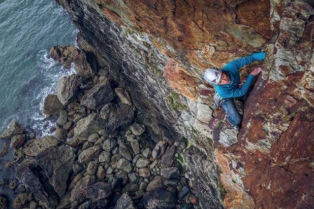 Libby Peter on Icarus, HVS at Rhoscolyn  © Rab