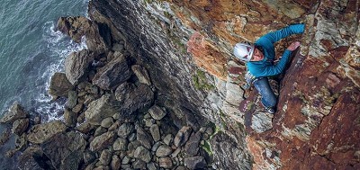 Libby Peter on Icarus, HVS at Rhoscolyn  © Rab