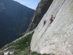 Catalunya classics at Cavallers: climbers on 1st pitches of both Blues V+ and El Pistacho 6a