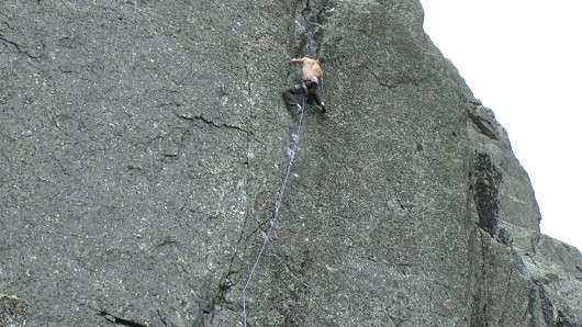 Craig Matheson on the second ascent of Welcome to the Cruel World  © craig matheson