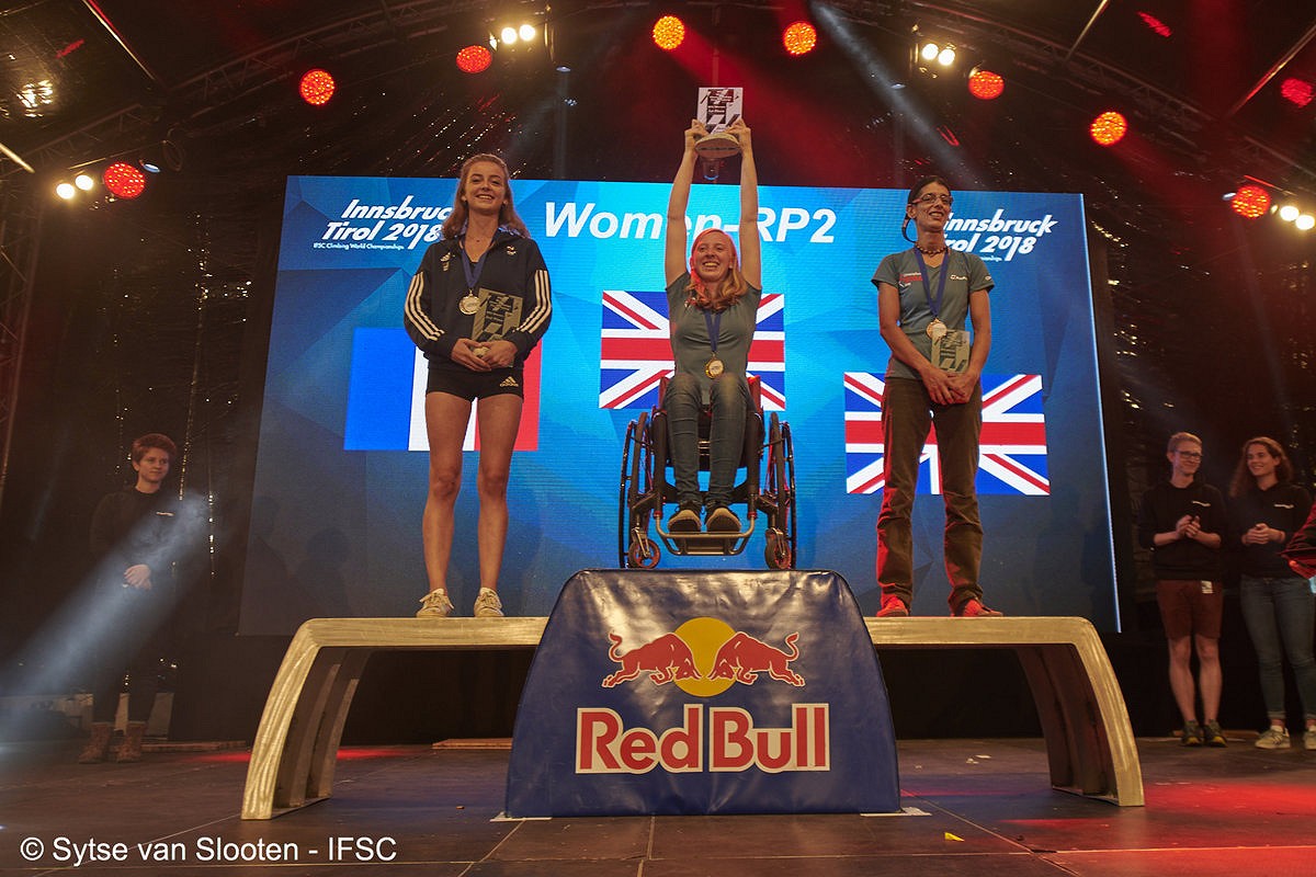 Hannah Baldwin takes Gold and Anita Aggarwal Bronze in the women's RP2 category.  © Sytse van Slooten/IFSC