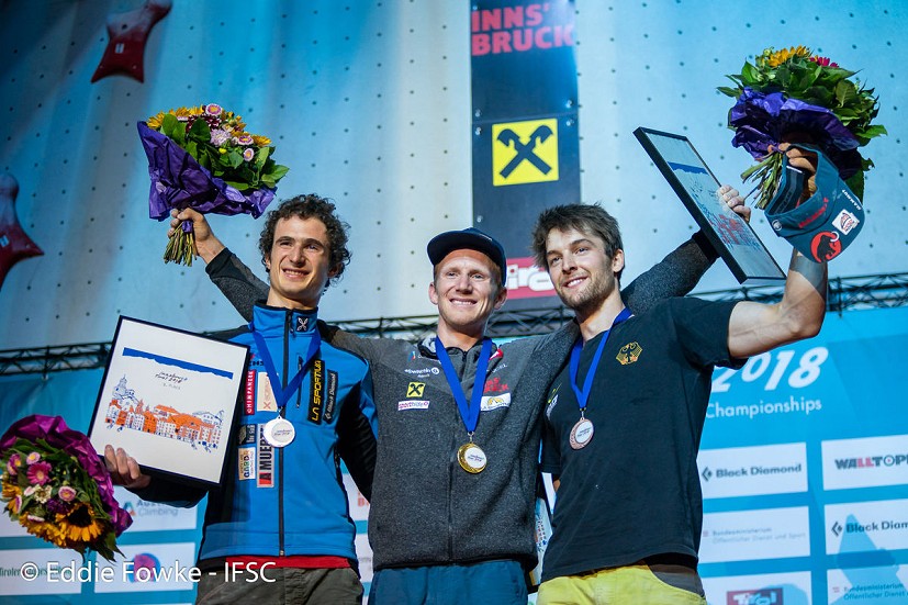 Men's Combined podium.  © Eddie Fowke/IFSC