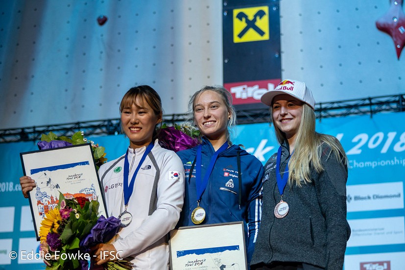 Women's Combined podium.  © Eddie Fowke/IFSC