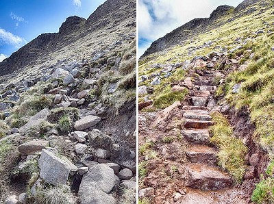 The steep final ascent has been stabilised, and steps have been built   © Chris Puddephatt