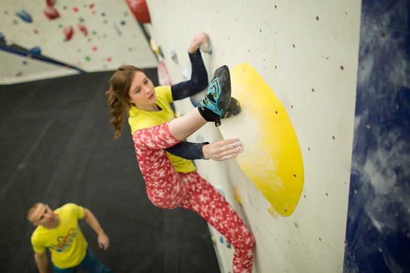 The 'heel-over-hand' method can be used when heel-hooking close to your body  © Nick Brown - UKC