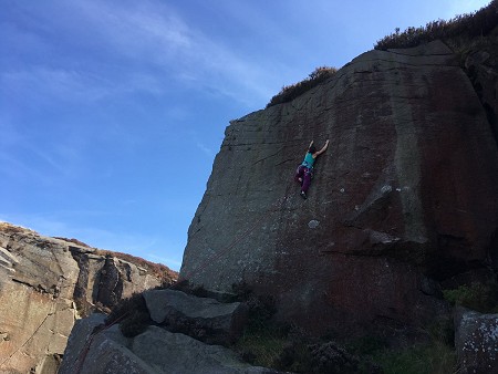 Sophie testing at Burbage South  © UKC Gear