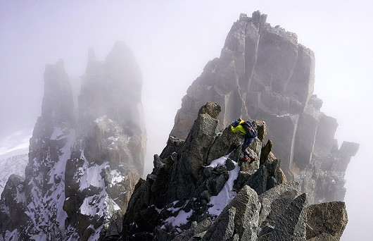 Clouds rolling over the Arête du Diable  © Hamish Frost