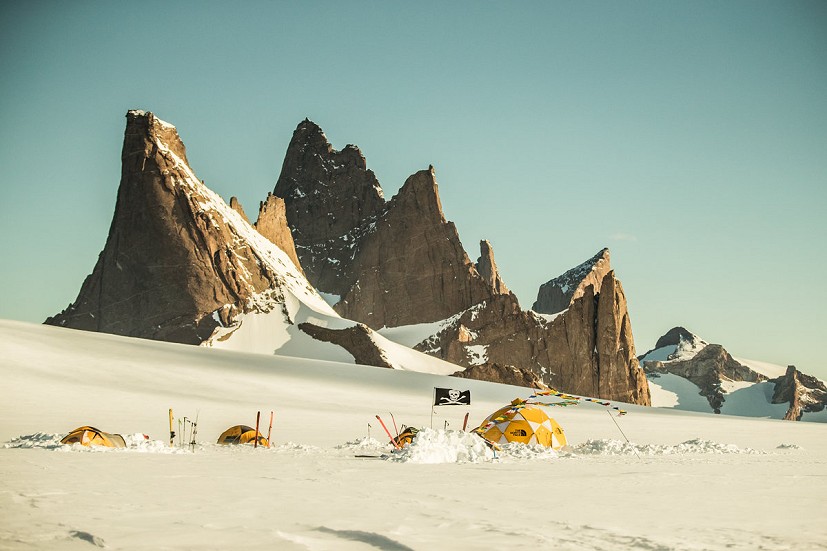 Base Camp in the Wolf's Jaw massif in Antarctica's Fenris Kjeften range.  © The North Face