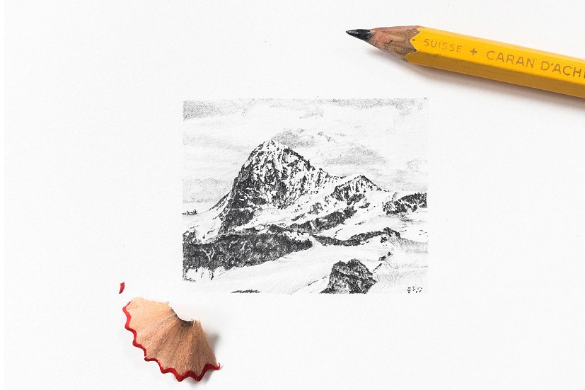 Drawing of the Dent Blanche (Pencil on paper).  © Ben Tibbetts