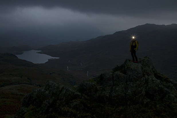 Dusk approaches on Belles Knot - time to get out the headtorch  © Dan Bailey
