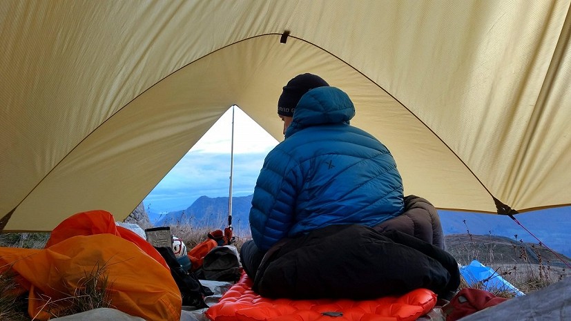Welcome insulation booster on a chilly tarp night  © Toby Archer