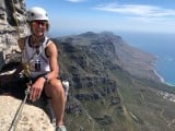 one of the more comfortable belays on Jacob's Ladder, Table Mountain, with view :-)