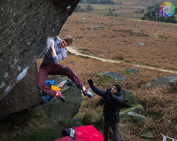 Orrin fighting to get his feet on near the top  © Iain Brown Photography