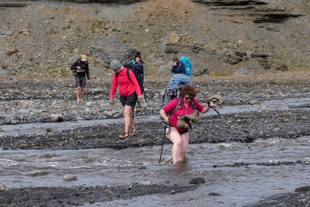 The Þröngá River, final crossing on the trail. Best waded in your underwear!  © Purple Peak Adventures