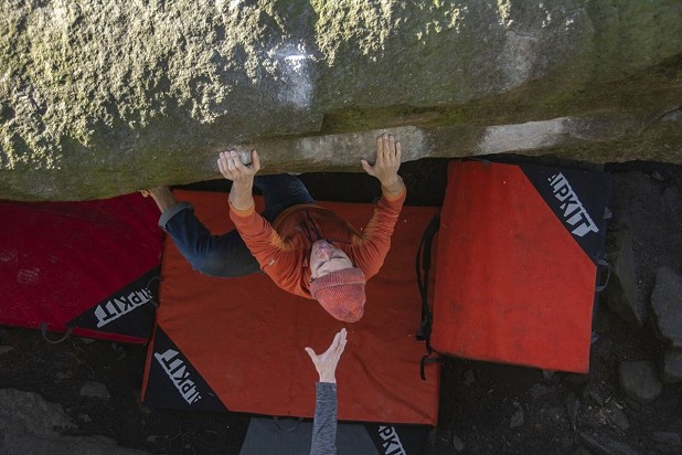 A whole lotta Alpkit bouldering mats with the Mujo (left), Project (centre), and Origin (right)  © Alan James