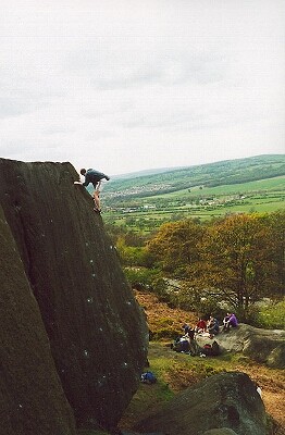 Andrew Reeve soloing Permutation Rib (E1 5c), Caley Crags