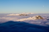 Ben Vane, Ben Vorlich and Beinn a'Chroin group viewed from Beinn Ime (the pointy shadow) on a cloud inversion day