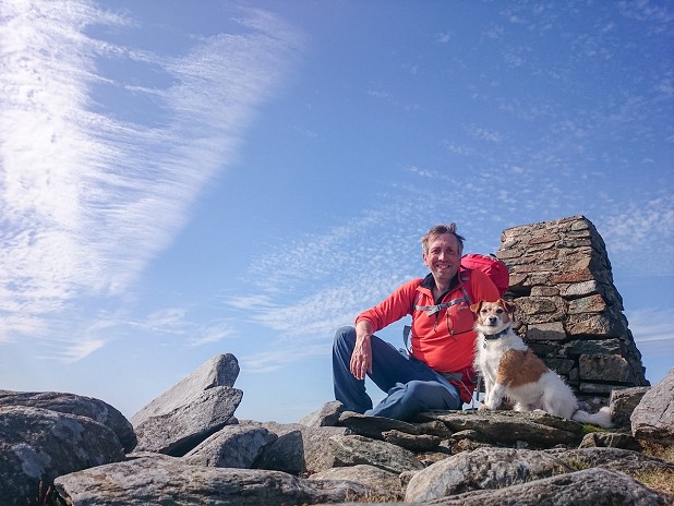 On the summit of Rhinog Fawr with my dog Bertie  © Graham Uney