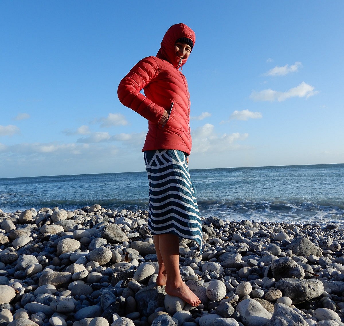 A snug and welcome duvet layer after a January swim off Portland  © UKC Gear