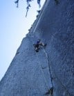 a proper rock climb: the Split Pillar, pitch 6 on the 10 pitch Grand Wall, Squamish, Canada