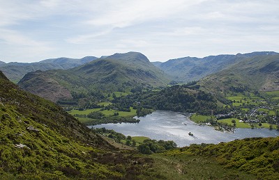 Ullswater, St Sunday Crag and the Helvellyn range from the sneaky wee path on Place Fell's western flank  © Dan Bailey - UKHillwalking.com