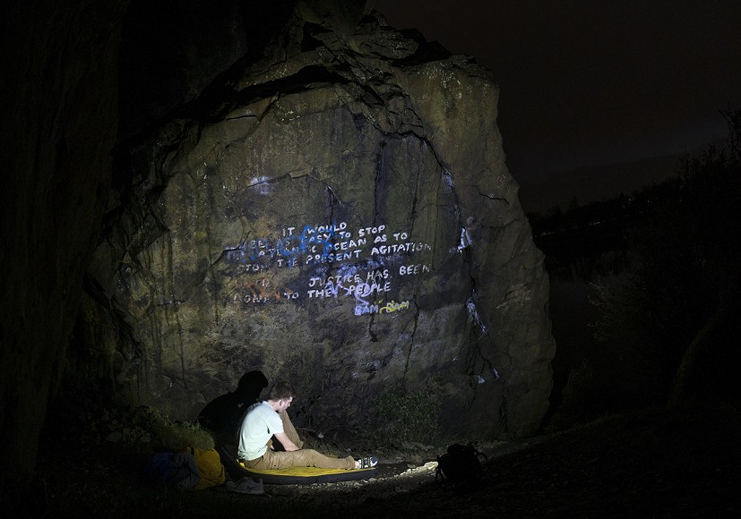 The Qurk in flood mode providing some light for after dark bouldering at Dumby  © John McKenna