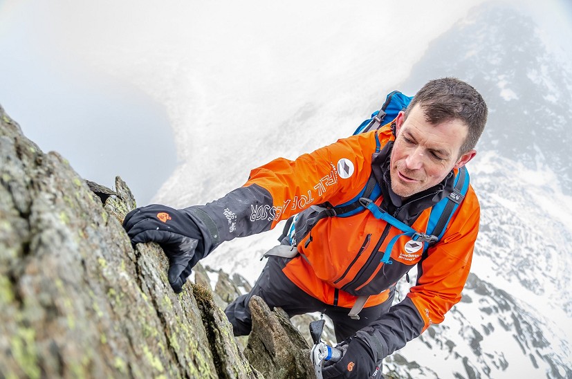 Fell Top Assessor Zac Poulton ascending Striding Edge  © Mountain Hardwear