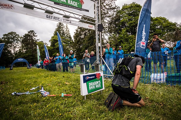Galen Reynolds realises the scale of his achievement in winning the 2019 Berghaus Dragon's Back Race - Copyright No Limits Pho  © No Limits Photography