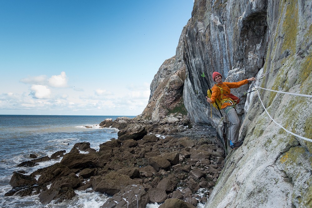 One of the wildest approaches around? En route into The Diamond on The Little Orme  © UKC Gear
