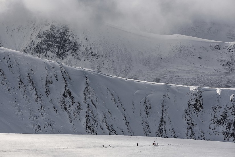 Mountaineers dwarfed by the Cairngorms. Including people in your images can help portray scale  © James Roddie