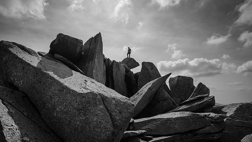 Self portrait on the summit of Glyder Fach.  © ScottTalbot