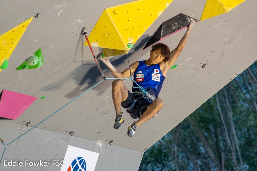 Shuta Tanaka in the final. He placed 3rd on an all-Japanese podium.  © Eddie Fowke/IFSC