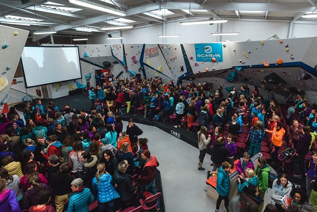A packed WCS crowd in 2016  © Women's Climbing Symposium