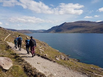 Returning from Bein Ghobhlach along the coastal path next to Little Loch Broom.  © Rosie Robson