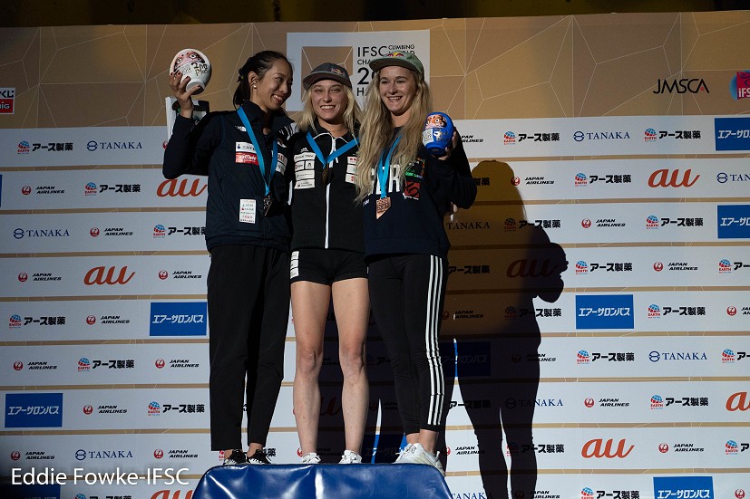 Women's podium in Boulder: Hachioji Japan.   © Eddie Fowke/IFSC
