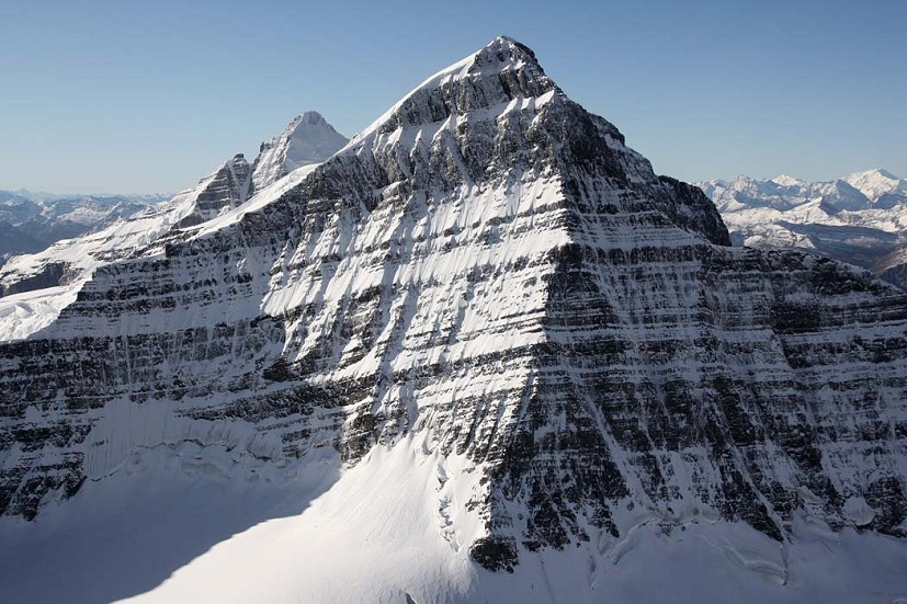 The 600m North Face of Mount Phillips. The route takes the lower rib then goes up the headwall to the West Ridge summit, right.  © John Scurlock