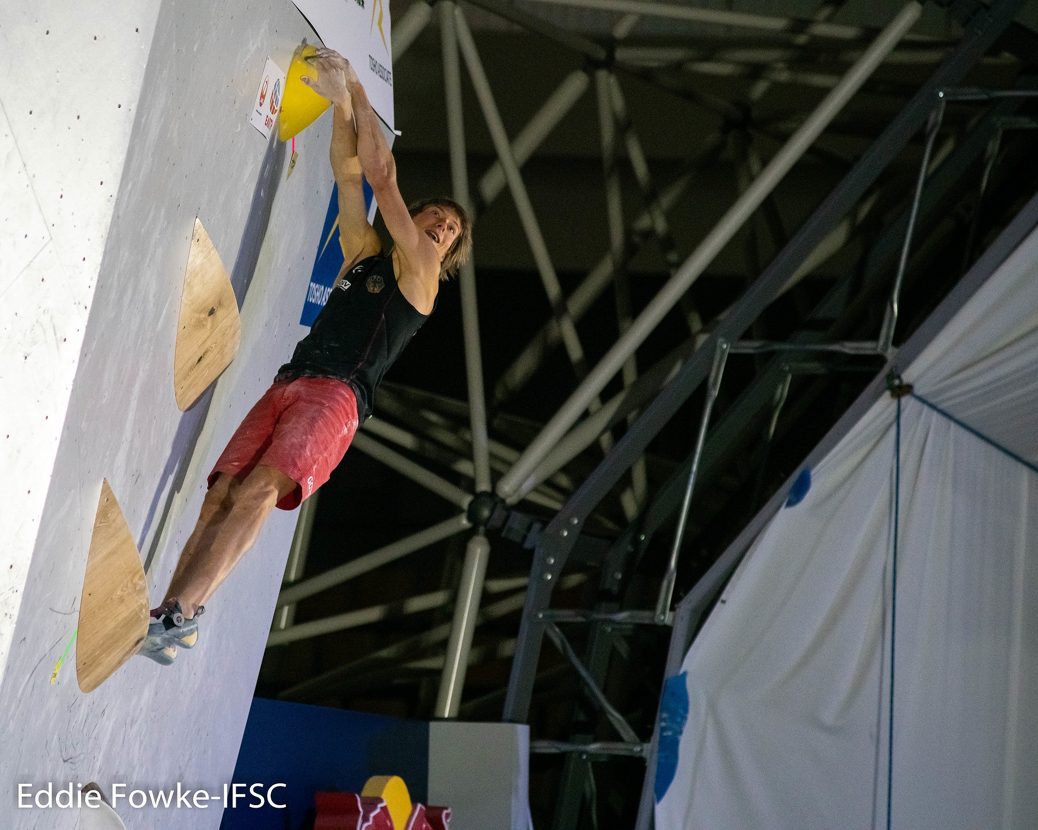 Alex Megos stormed through Combined qualification, before injuring a finger in the final.  © Eddie Fowke/IFSC