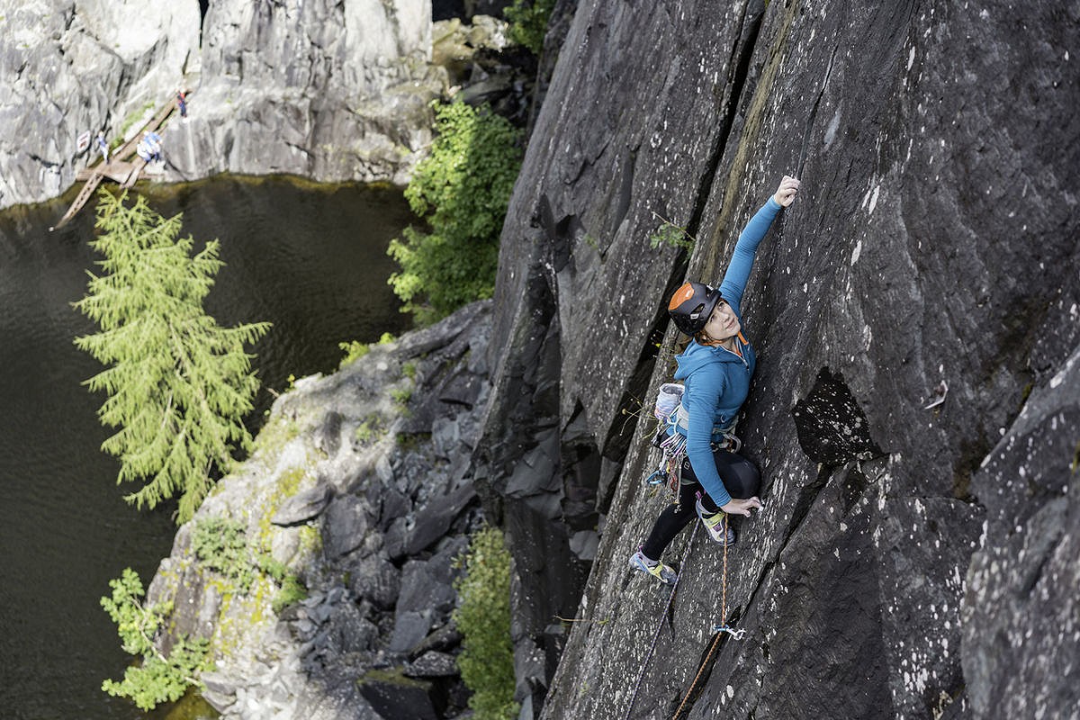 Anna Taylor (pictured leading a route at Hodge Close Quarry, Lake District) has her eyes on an exciting future at Berghaus  © Berghaus