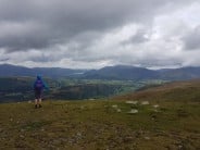 Enjoying the excellent views from Watson's Dodd over St John's in the Vale towards Keswick, Derwest Water and Skiddaw
