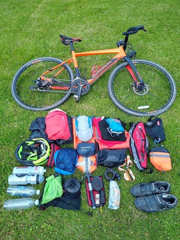 The sleeping bag and mat (top, centre) don't take up much pack space!  © Toby Archer