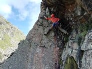 Moving through the crux on Slip Knot, White Ghyll