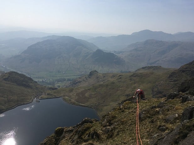 Topping out on Pavey Ark after an earlier recce.  © Huw Davies