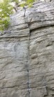 Laurel, the polished 5.7 crux moves at the base eventually give way to a satisfying fist crack