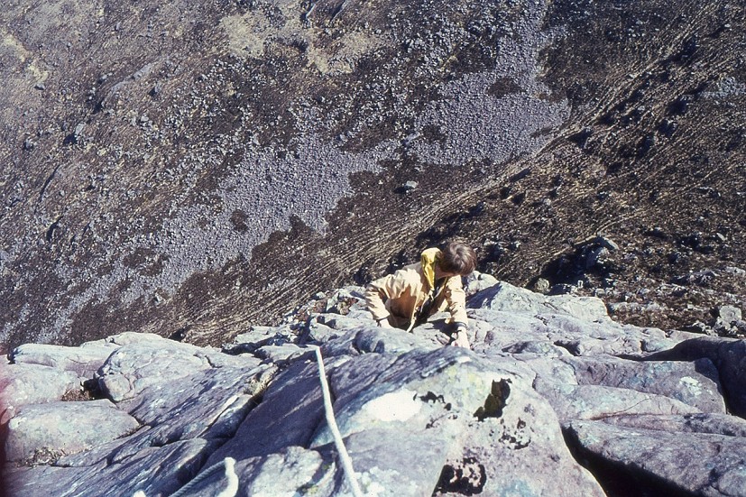 Cioch Nose - Ronald makes an early reascent around 1970  © Ronald Turnbull