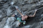 Matt Broadhurst climbing out the bouldery start of Nordic Flower 8c.