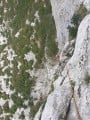 Big wall climbing in Paklenica Gorge, Croatia, route Mosoraski. Bolted, but not really sport climbing.