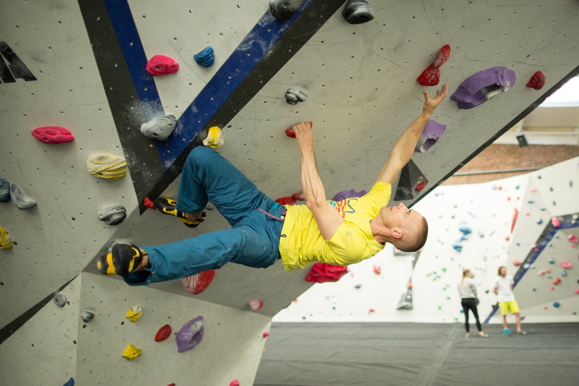 To avoid locking off on overhanging walls, practice twisting in (either by stepping through and using your outside edge, or doi  © Nick Brown - UKC