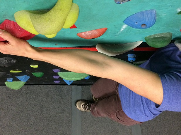 When using side-pulls, climbers with hypermobile joints should check that their elbow crease does not face the sky, as this can place torsional strain on the wrist, elbow and shoulder joints, and also on the finger flexor tendons.  © Neil Gresham Collection